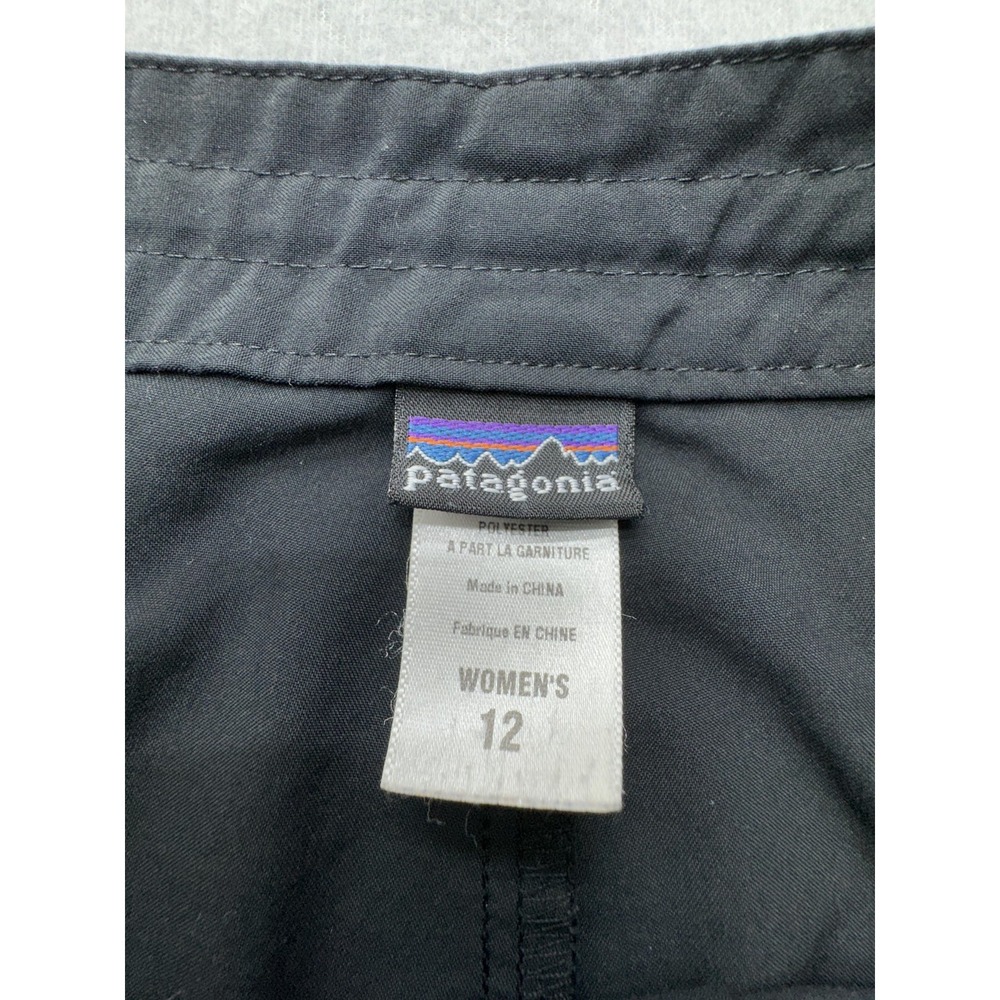 Patagonia Shorts Womens 12 Black Cargo Outdoor Drawstring Waist Pocket Hiking - Picture 6 of 14